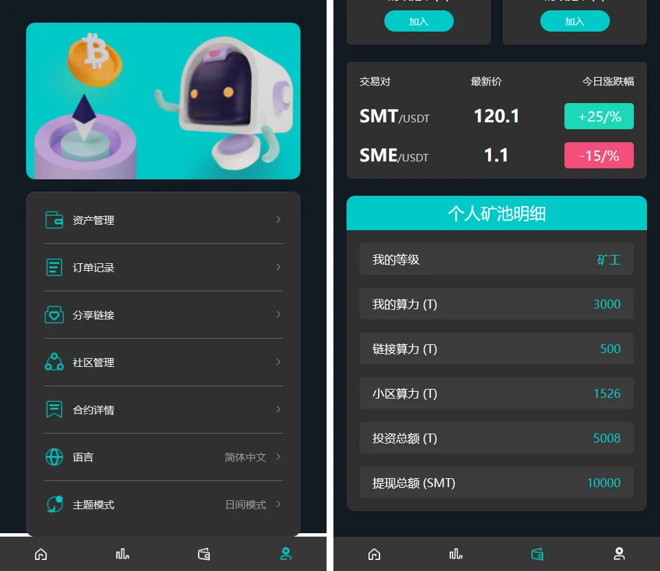 商城SMT挖矿理财源码【DAPP】插图2